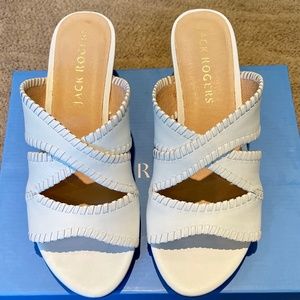 🦢Jack Rogers Jackie Mid Wedge In White  - Size 9 - NWT🦢